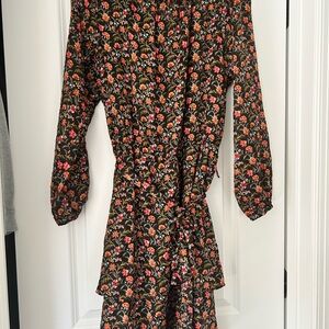 LOFT Black and Red Bishop Sleeve Sundress